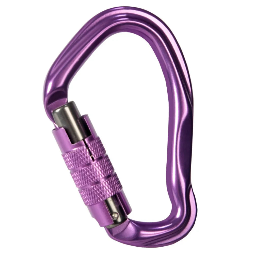7075 Aviation Aluminum Safety Auto Lock Buckle 23KN Pear-shaped Professional Carabiner Durable Sturdy Outdoor Sports Buckle Vue Purple