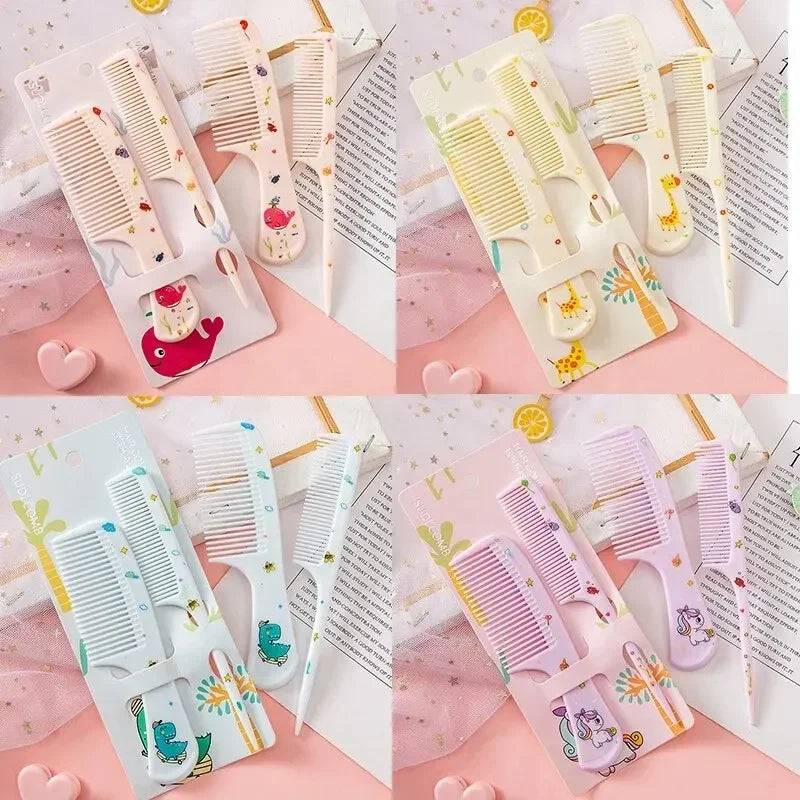 Hair Comb 2Pcs For Girls Hair Comb Cartoon Baby Child Kids Set Cute Portable Anti-Static Plastic Hairdressing Comb Hairdressing Vue