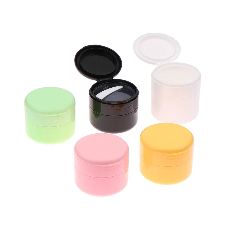 100/150g Empty Pot Flip Cover Makeup Jar With Spoon Refillable Bottles Travel Face Cream Lotion Cosmetic Cotton Pad Container Vue