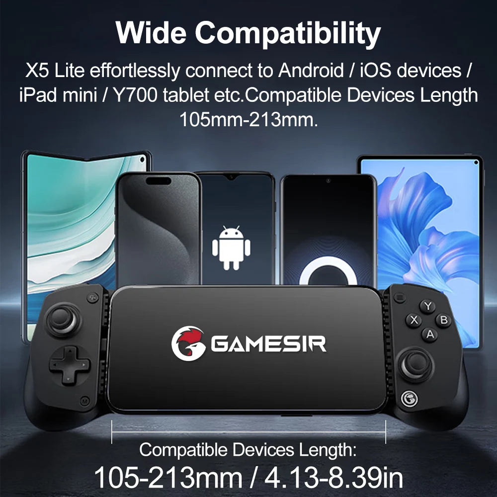 GameSir X5 Lite Mobile Gaming Controller Phone Gamepads for iPhone 17 16 15 Series IOS iPad Mini Y700 Android Tablet Controle Vue