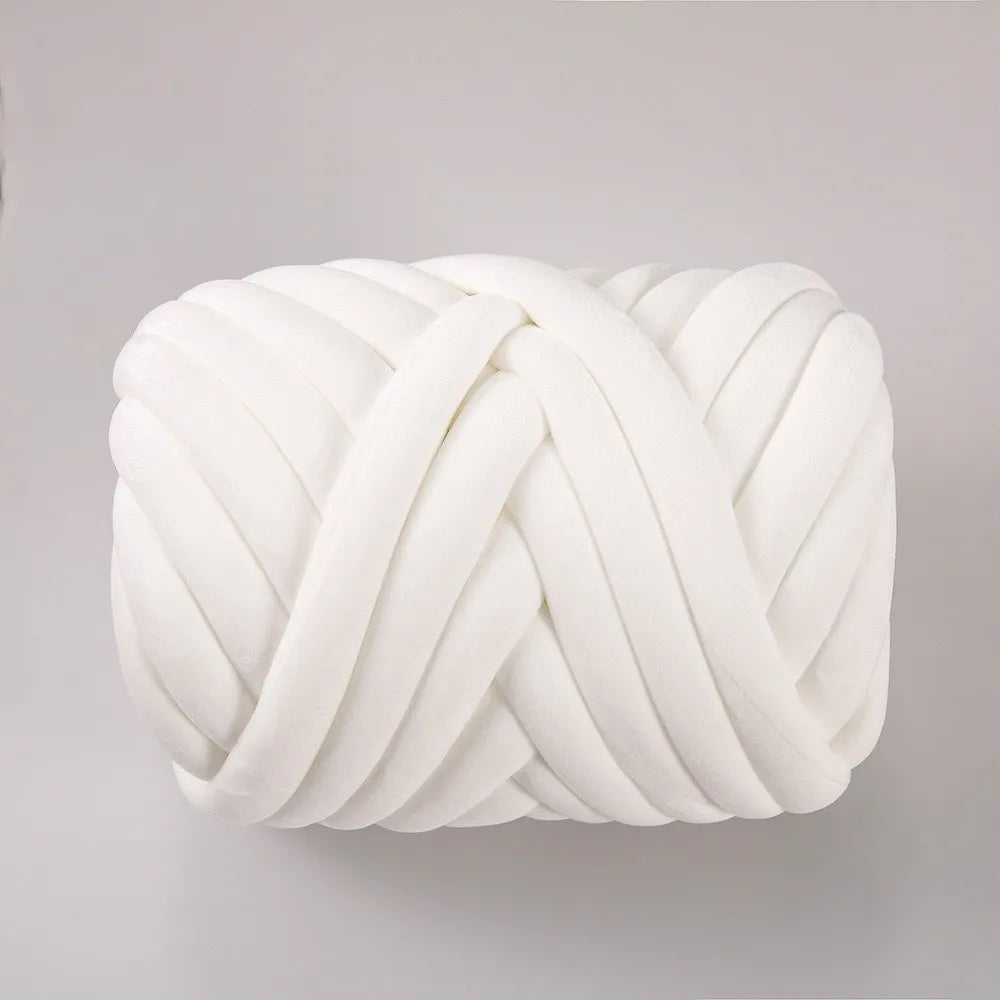 Bulky Diameter 3cm Thick Finger Loop Yarn Velvet 500g/Roll Chunky Yarn Hand Knitting Hand Woven Finger Circle Yarn Carpets Vue White