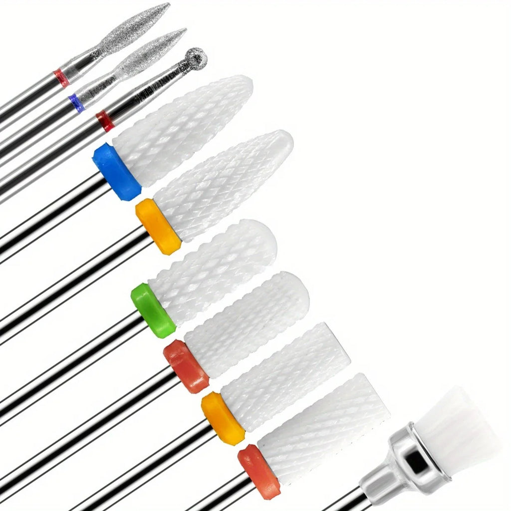 10PCS/BOX Professional Ceramic Nail Drill Bit Set Electric Manicure Nail File Bit for Acrylic & Gel Removal, Manicure & Pedicure Vue