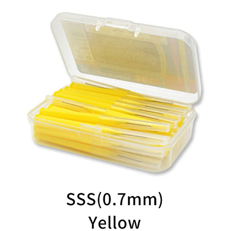 30pcs/lot Interdental Brush Dental Floss Teeth Oral Clean Hygiene Toothpick Vue Yellow