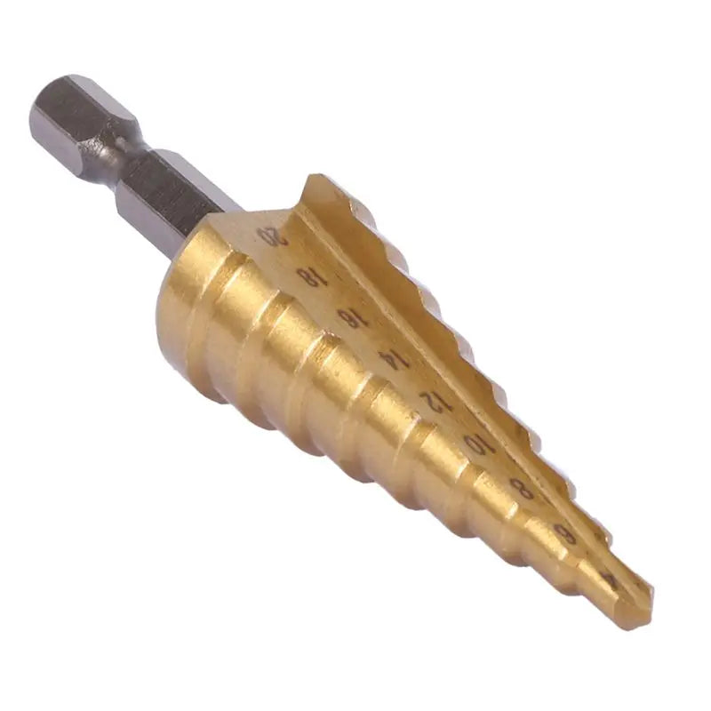 ABKW-15 Pcs HSS Titanium Step Drill Bit Set & 5 Pcs Automatic Center Punch Vue