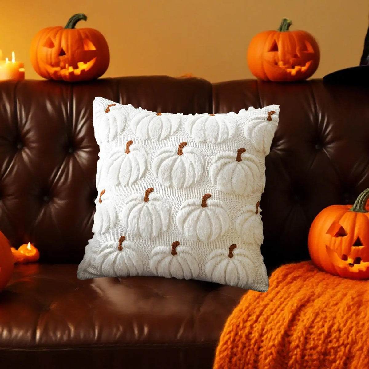 Pumpkin Fall Decorative Pillow Covers - Seasonal Throw Pillowcases for Couch, Sofa, Bed, Car and Photo Backdrop Vue