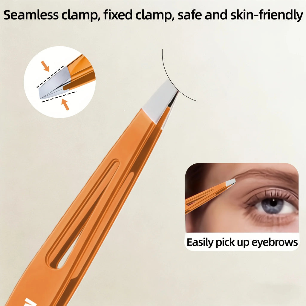 1pc Tight-Fit Slant Tip Tweezers Compatible for Eyebrows, Mustache Hair Removal, Facial Grooming - Tweezers for Men & Women Vue