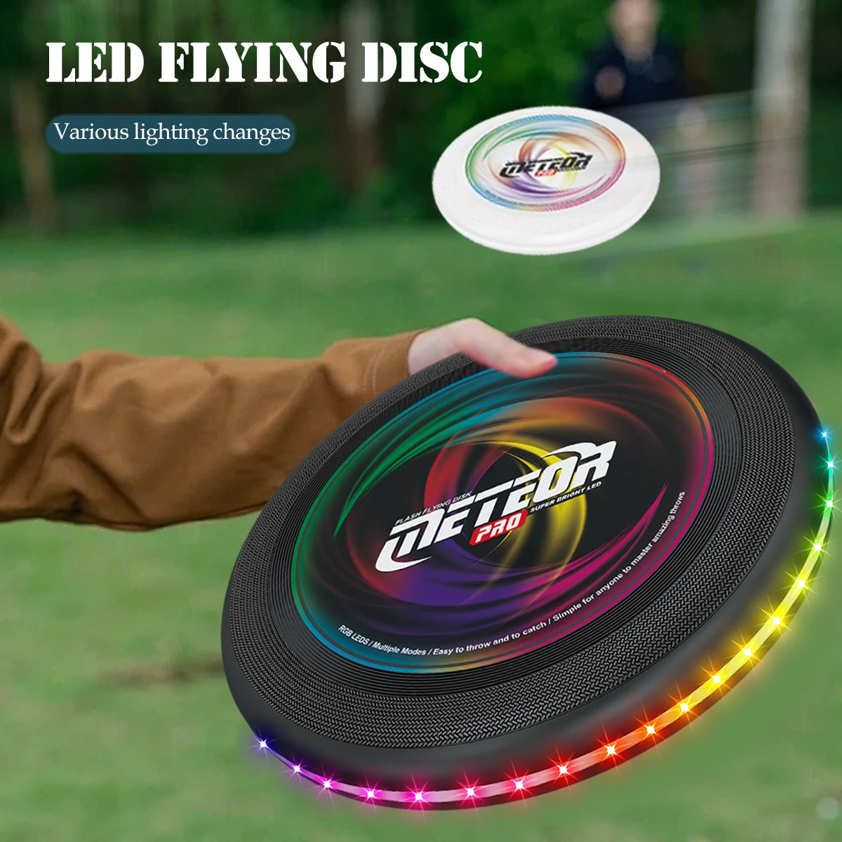 LED Flying Disc, Noctilucence Colorful Outdoor Leisure Toys Various Lighting Changes Lightweight and Fun Sport Game Gifts Vue