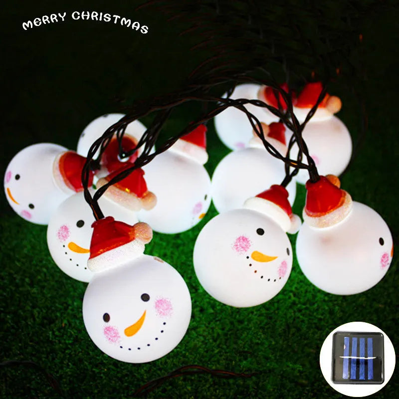 Solar Led Christmas Snowman String Light Outdoor Christmas Tree Decoration Holiday Garden Light Solar Powered Vue