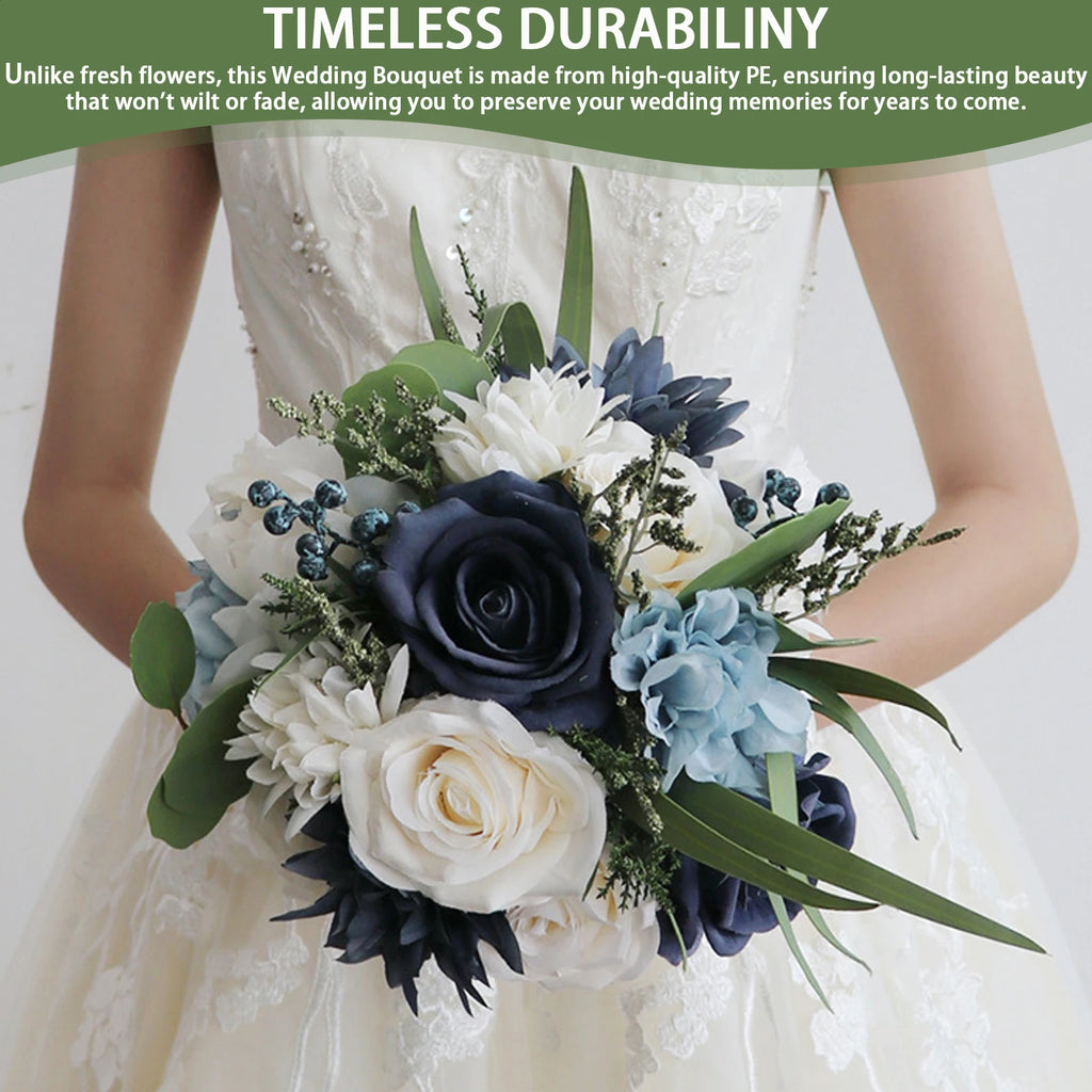 Wedding Bouquets for Bride, Artificial Rose Flowers Combo Bridesmaid Bouquet Wedding Romantic Bouquets for Wedding Party Vue