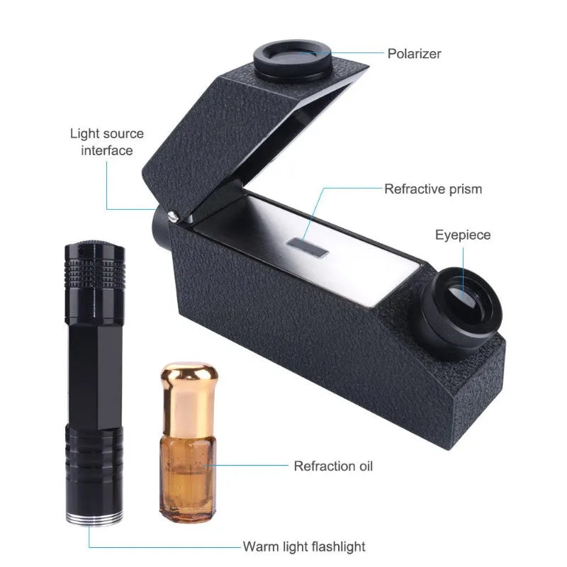ABKW-Refractometer For Jewelry Testing Tool 1.30-1.81 Index Range With LED Flashlight For Gemstone Emerald Zircon Detection Vue