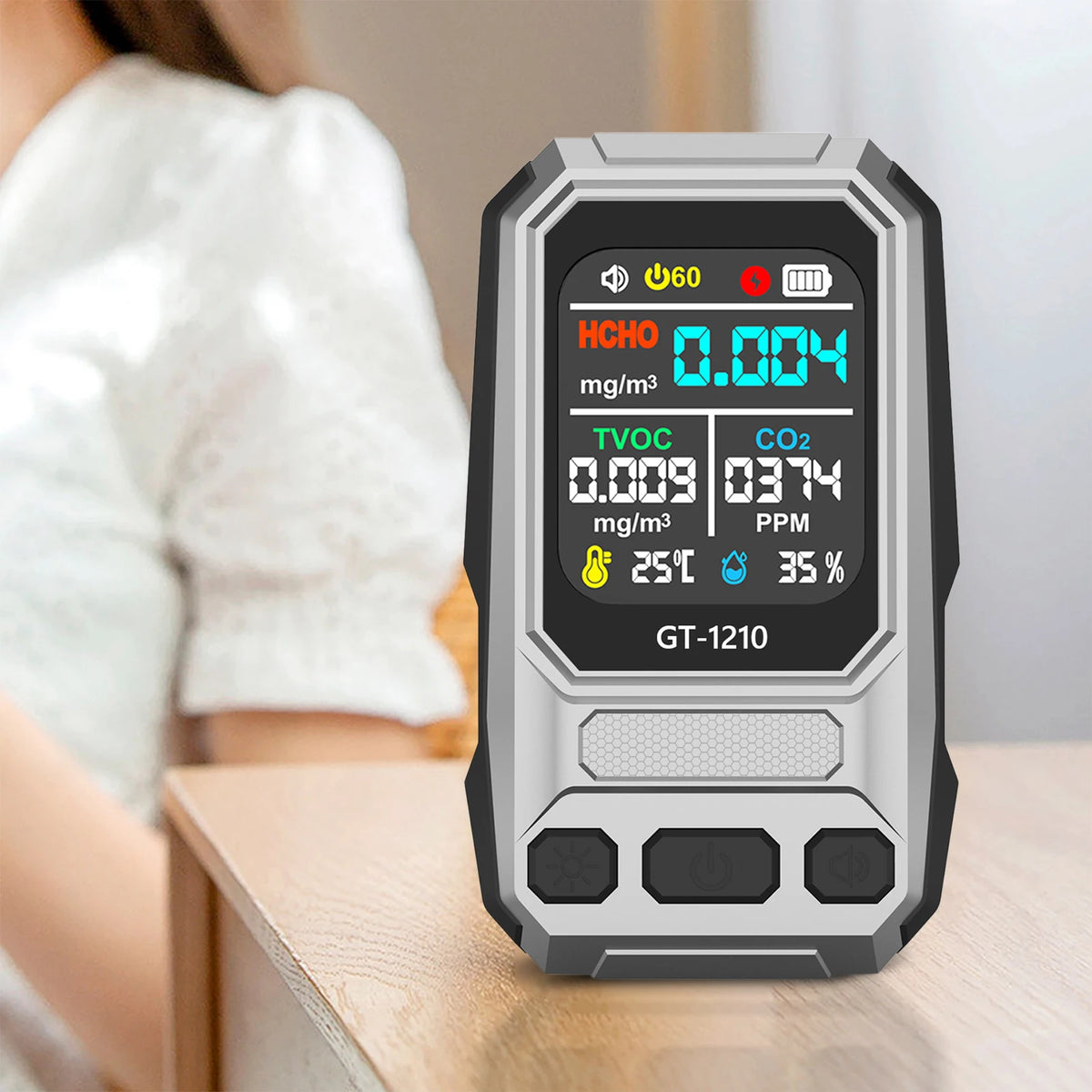 5-in-1 Air Quality Monitor | CO2, TVOC, Formaldehyde Detector Air Quality Monitor Vue