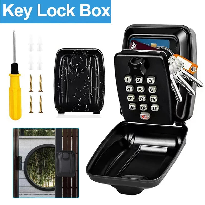 Password Combination Key Lock Box Storage Key Wall Mounted Outdoor Waterproof 12 Digit Security Key Safe Secret Organizer Box Vue