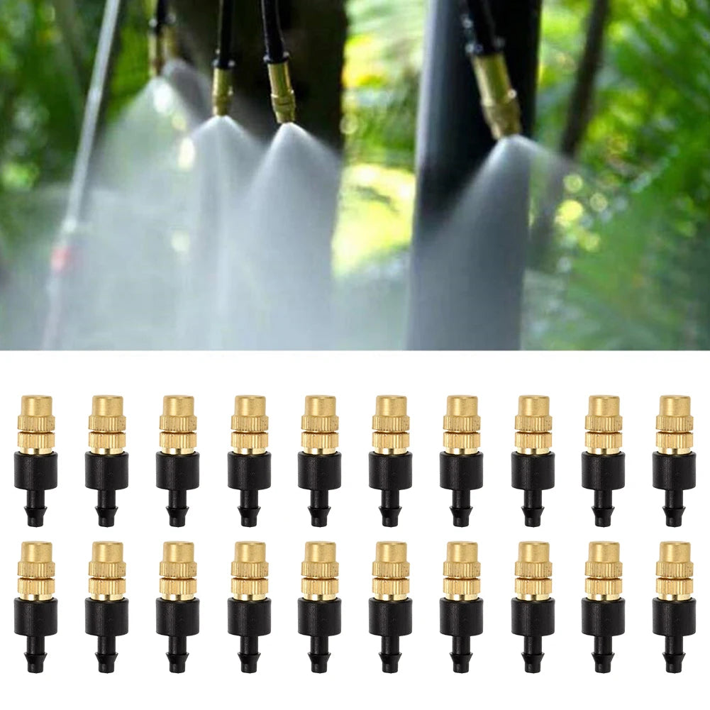 100-10PCS Outdoor Misting Cooling System Garden Irrigation Watering 4/7PVC Atomizer Nozzles Adjustable Garden Sprinklers Head Vue