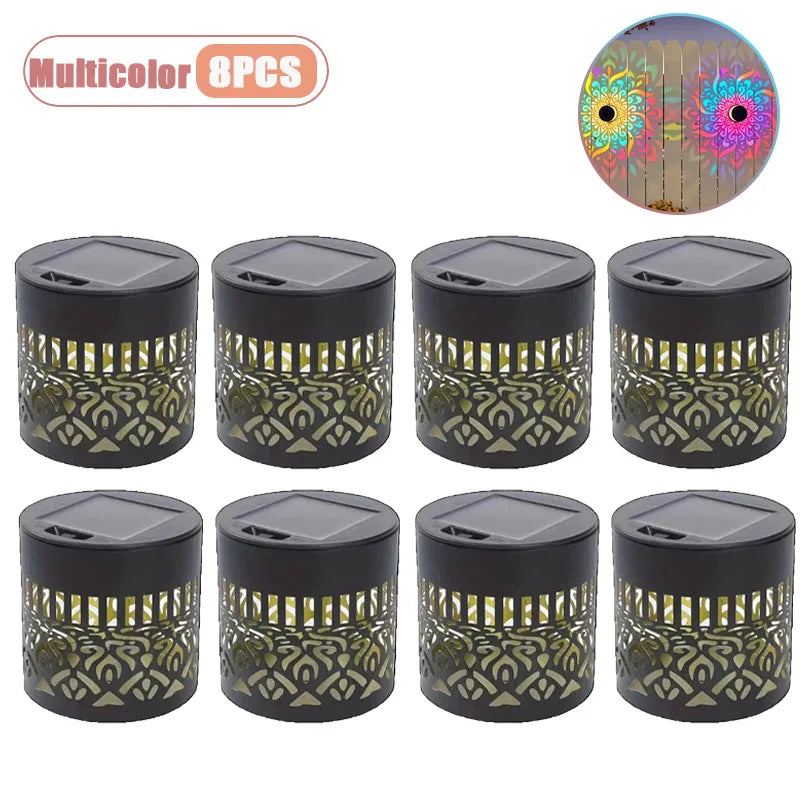 1-8PCS Solar Flower Sun Wall Lantern Outdoor Waterproof Garden Decorative Light Landscape Sconce for Yard Home Exterior Vue Multicolor-8PCS