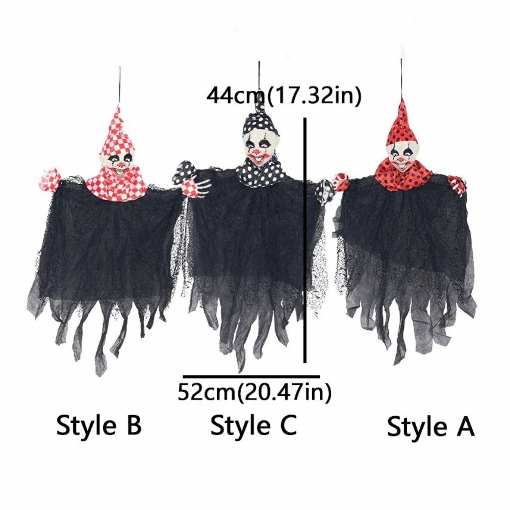 Tattered Ripped Gauze Skirt Polka Dot Clown Hanging Ghost Hand Painted Simulated Hanging Scary Ghost Decor Novelty Vue