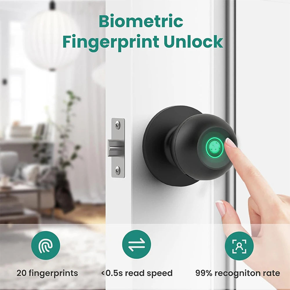 Type-C Fingerprint Lock Bluetooth Tuya APP Control Smart Door Lock Keyless Door Handle Fingerprint Electronic Door Lock Vue
