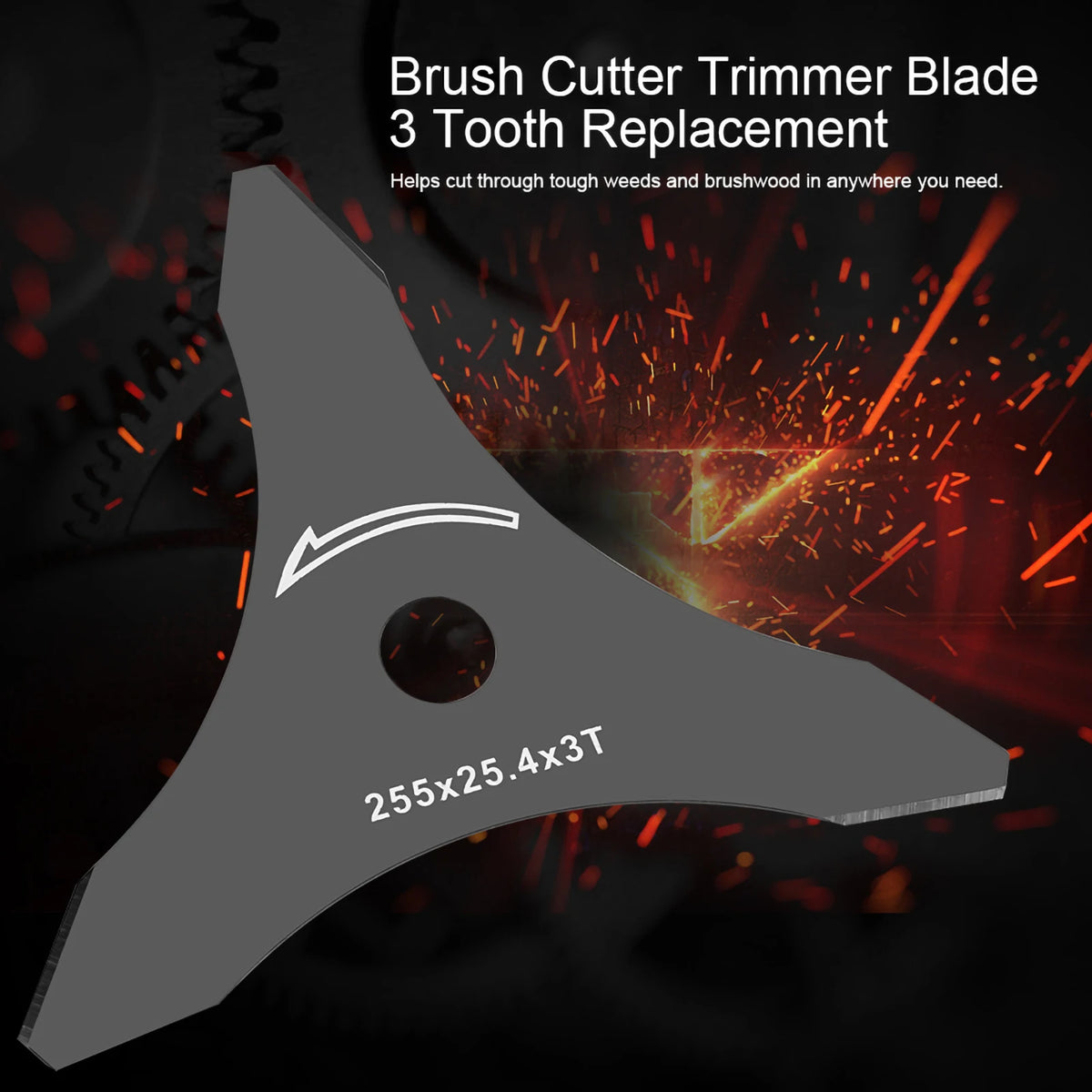 10" x 3T Brush Cutter Trimmer Blade 3 Tooth Replacement Black Color Brush Cutter Blade Brush Cutter Trimmer Blade Vue Default Title