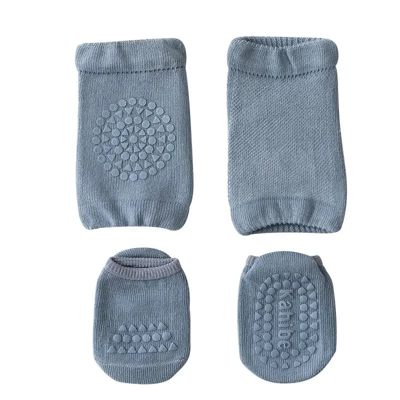 vvocci Baby Knee Set Pads Socks Safety Floor Sock Leg Knee Protector for Summer Solid Color Anti Slip Socks Kid Crawling Vue