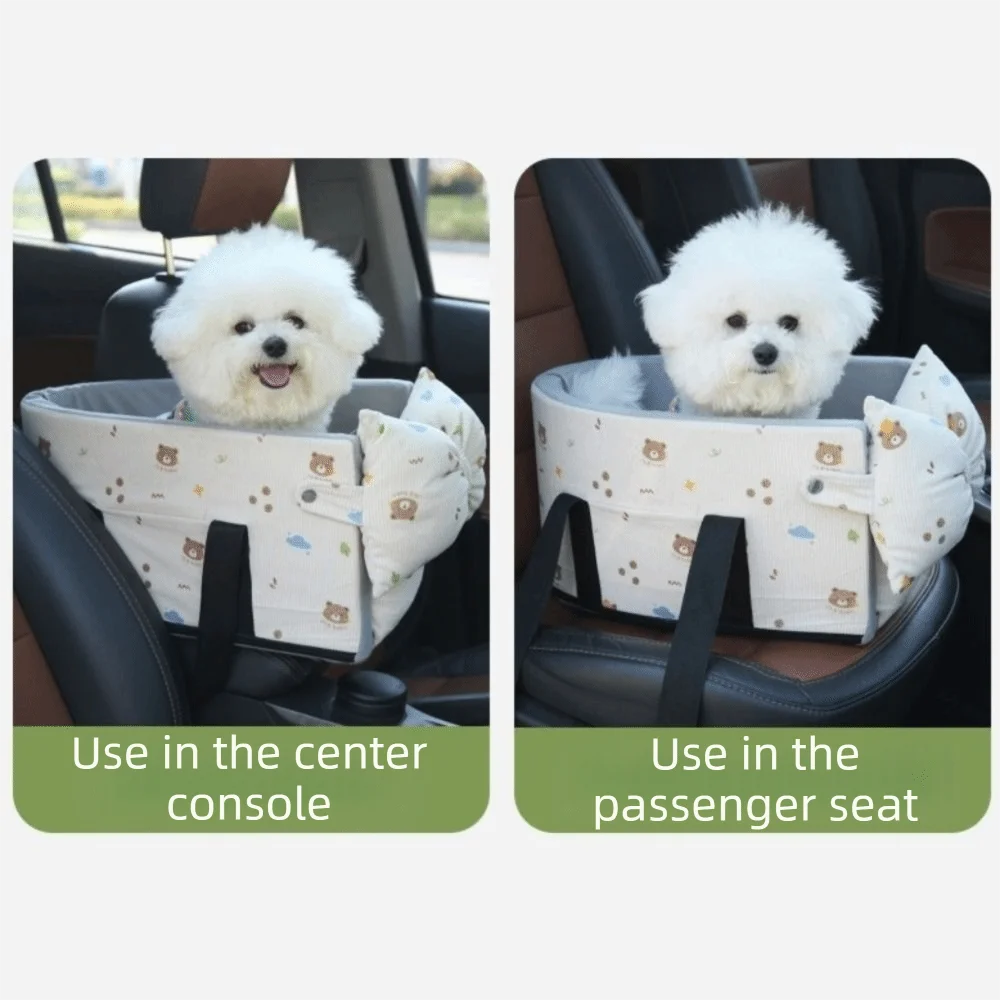 Cartoon Pattern Dog Car Seat Comfortable with Safety Leash Pet Central Control Car Seat Large Capacity Car Pet Seat Cushion Vue