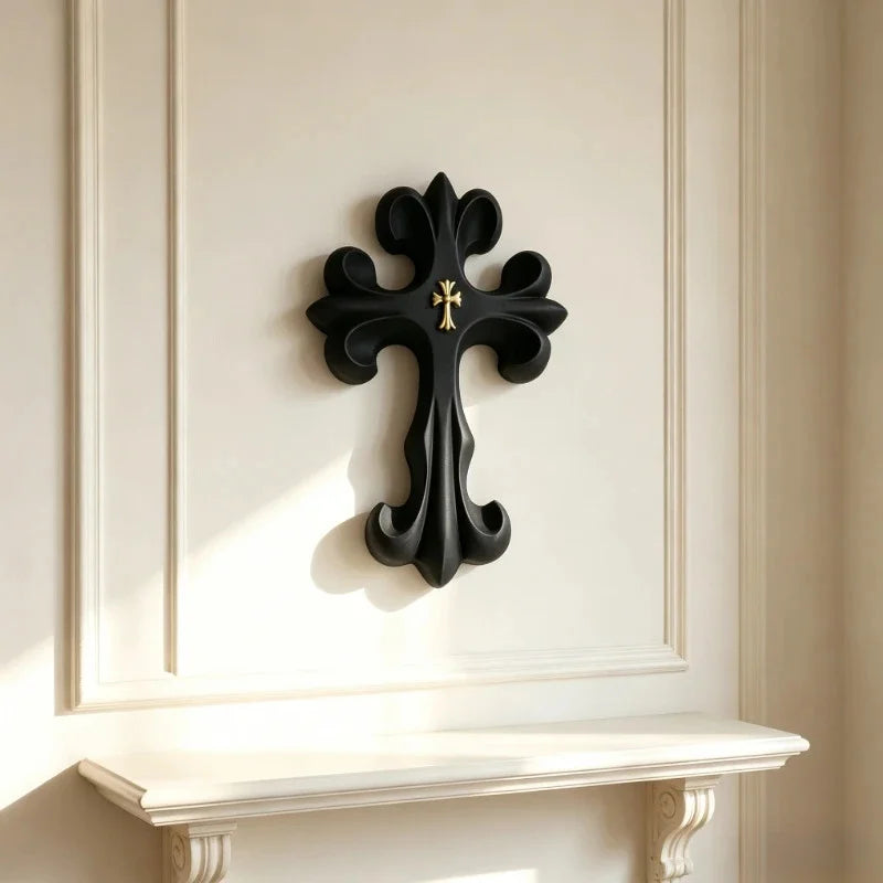 Cross Wall Decor French Luxury 3d Minimalist Nordic Style Sculpture For Bedroom Wall Hanging Accent As Elegant Gift For Couples Vue