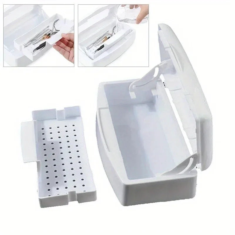 1PC Nail Sterilization Box Nail Tools Sterilization Box False Eyelash Cleaning Box Alcohol Cleaning Soaking Filter Box Vue
