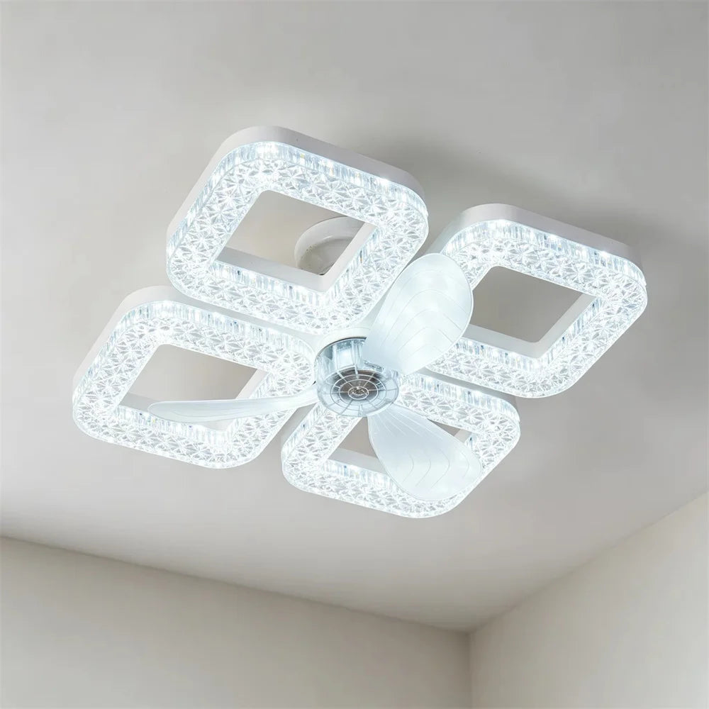 LED Ceiling Fan Light E27 with Remote Control for Dimming Suitable for Living Room Study Household Use 85-265V Vue 4SQ