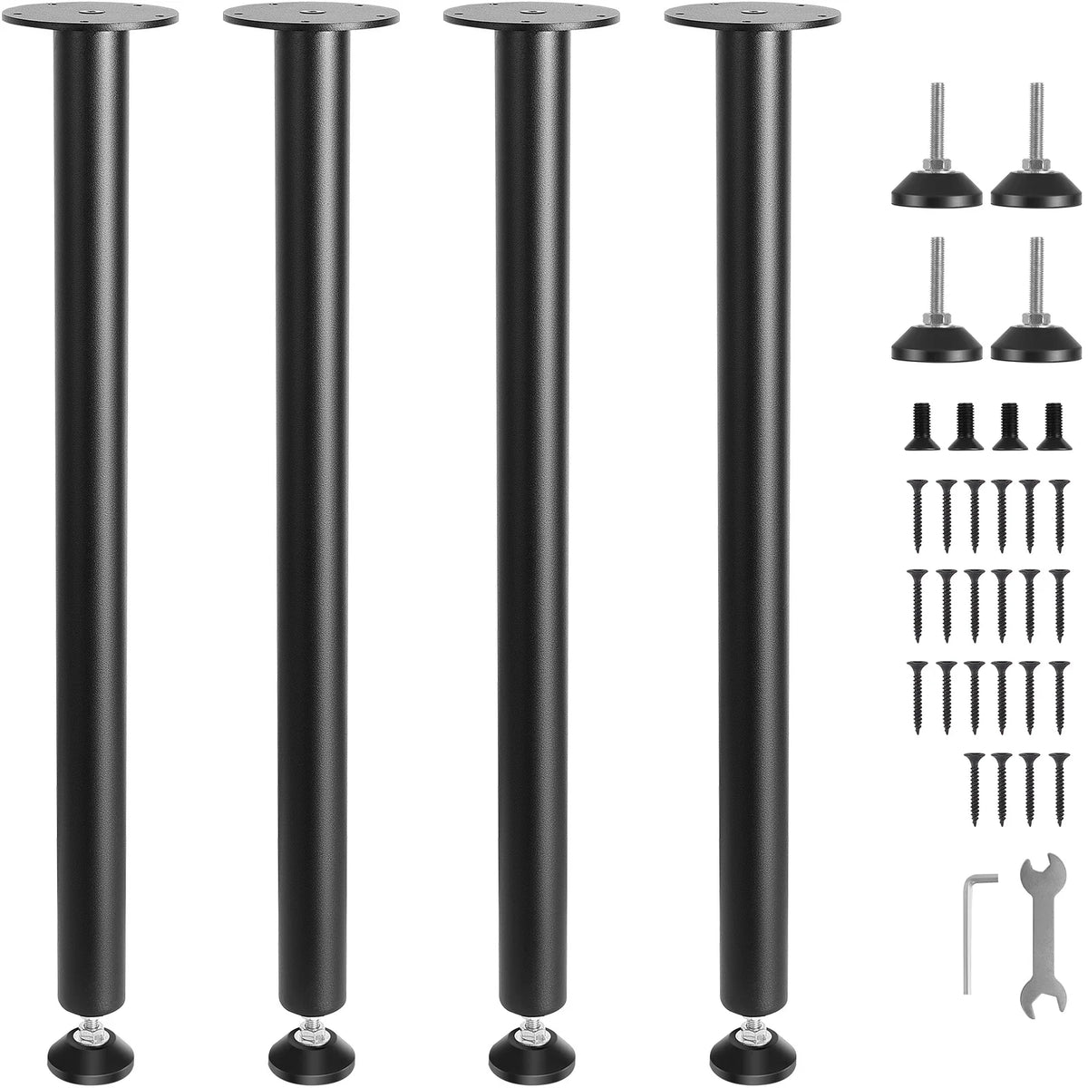 Heavy Duty 28" Steel Table Legs Adjustable Foot Cup Set of 4 Furniture Table Legs Vue