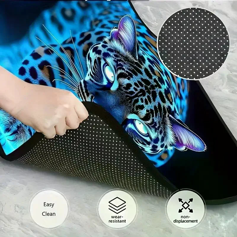 Blue Cheetah Print Car Trunk Mat Suitable All-weather Cargo Lining