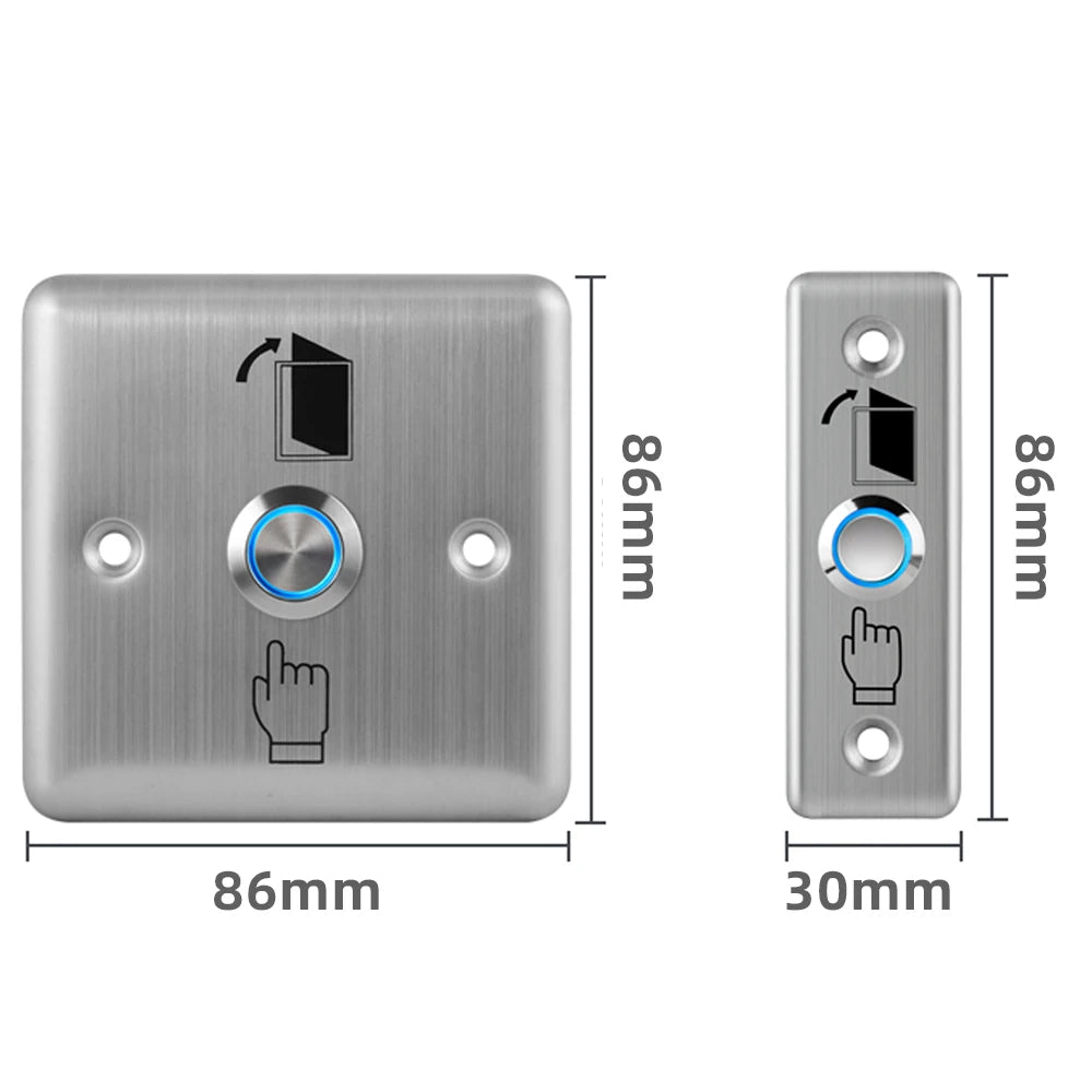 Stainless Steel Door Exit Button Push Switch Door Sensor Opener Release for Access Control-Silver Vue