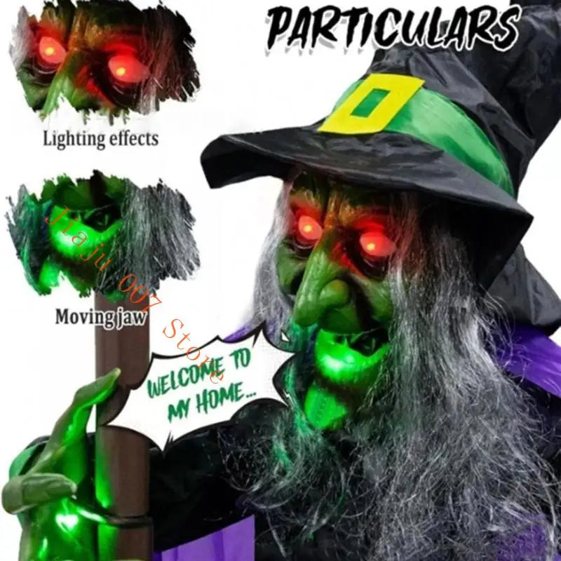 Animated Floating Witch Halloween Decoration – Sound & Motion Halloween Animated Prop Vue
