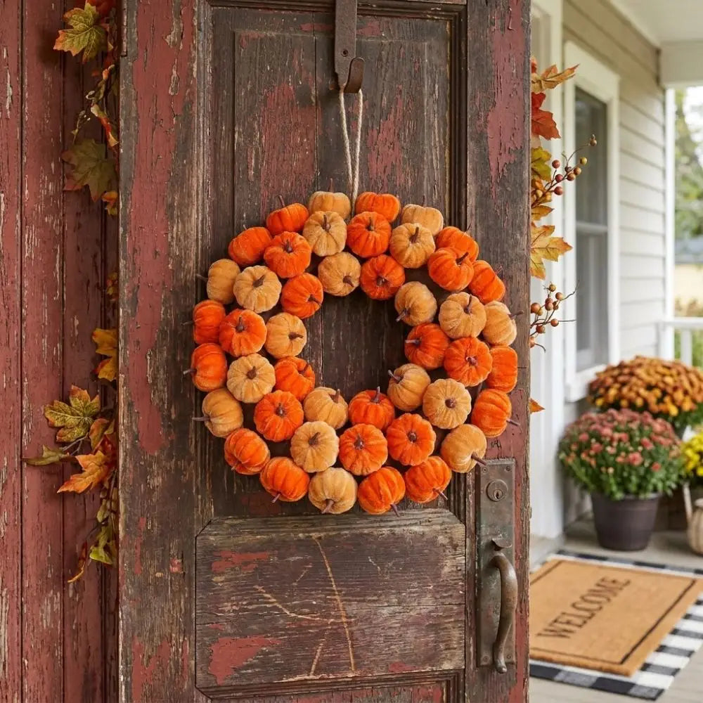 Harvest Festival Artificial Pumpkin Wreath Lifelike Appearance Simulation Autumn Pumpkin Wreath Orange Fall Harvest Wreath Vue