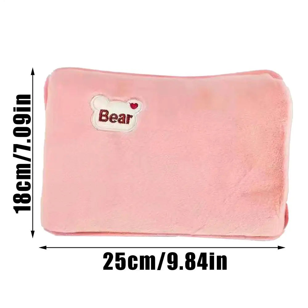 Hot Water Bottle Leak-Proof Rechargeable Hand Warmer Hot Water Bag with Soft Cover for Winter Cold Weather Period Cramps Muscles Vue Pink