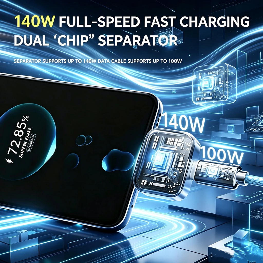 Auto-Disconnect Charging Adapter 140W Type-C Fast Charge Safety Separator Automatically Cut Power Eject Phone When Fully Charged Vue