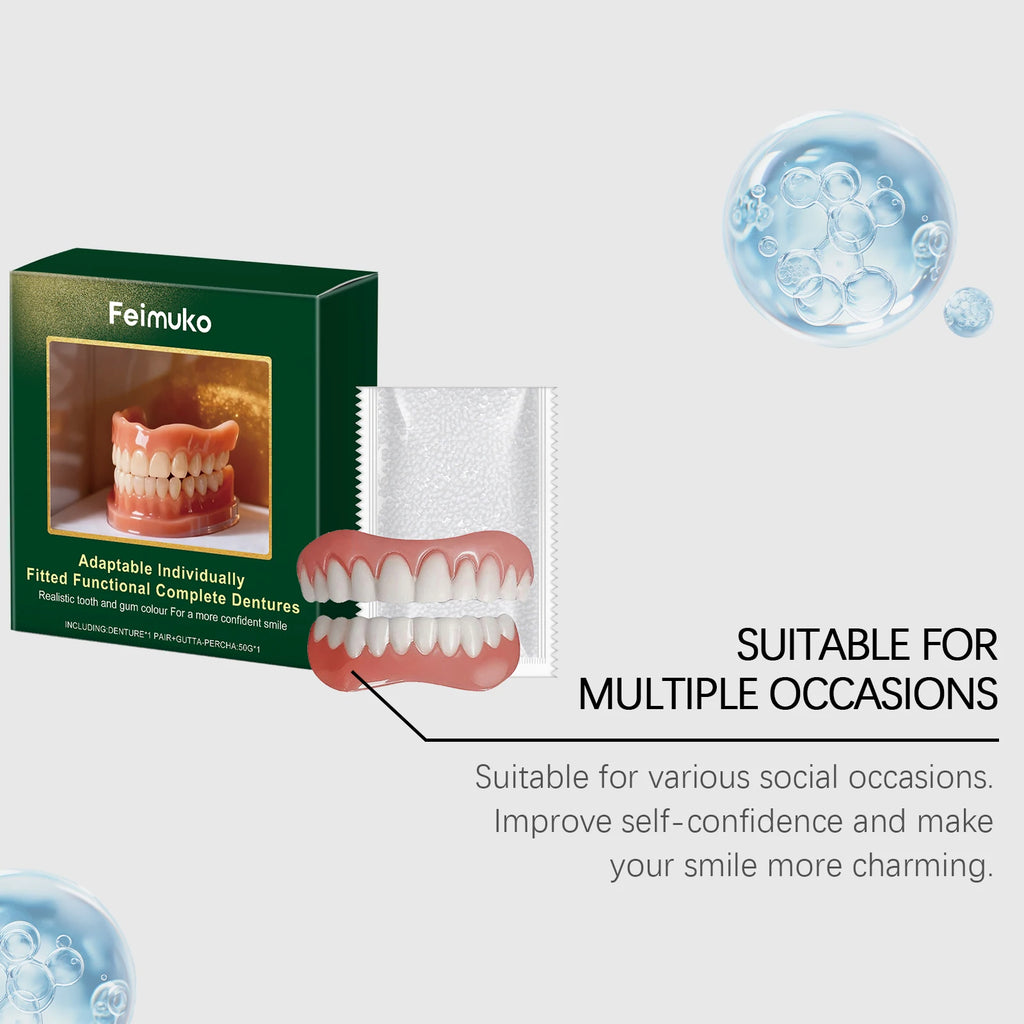 Denture Modification Kit, Cosmetic False Teeth Set, Boost Smile Look,Comfort Material, Compatibility for Missing Teeth & Seniors Vue