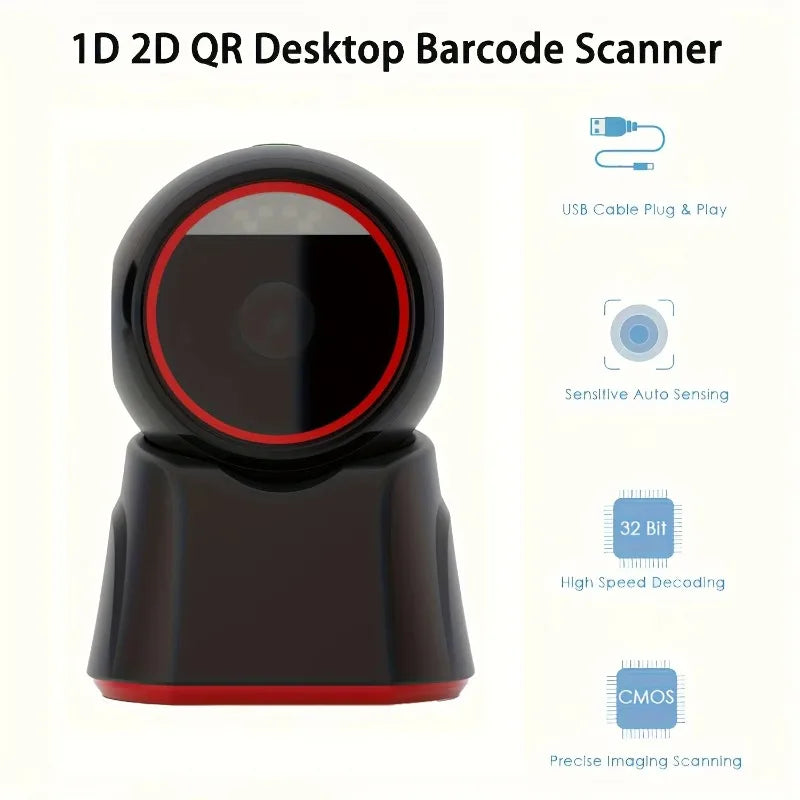 Wired 2D Barcode Scanner Desktop Scanning Platform Auto QR Code Data Matrix PDF417 Bar Code Reader USB For Retail Supermarket Vue