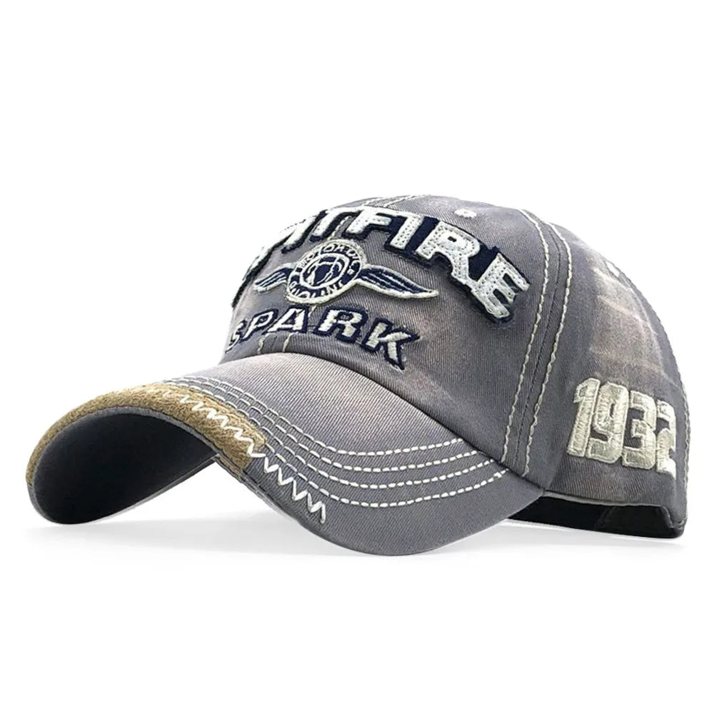 Hip Hop Letter Embroidery Baseball Caps Adjustable Vintage Distressed Vue Grey