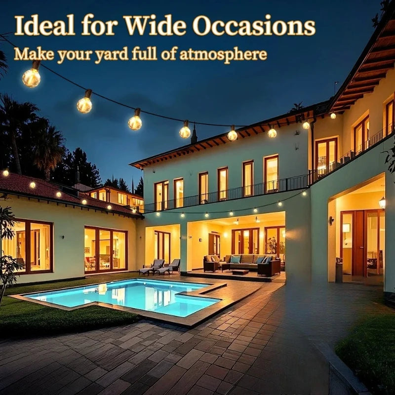 LED String Lights Bulbs 21Meter G40 Globe Lights Outdoor Garden Patio Waterproof Decoration Solar Power Garland Wedding Lighting Vue