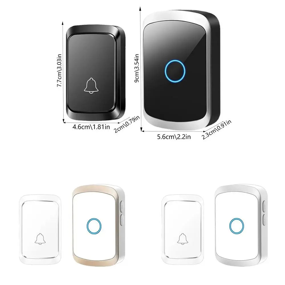 Waterproof Wireless Doorbell 300M Range 5 Volume Smart Doorbell LED Light 60 Chimes Welcome Doorbell Smart Home Vue