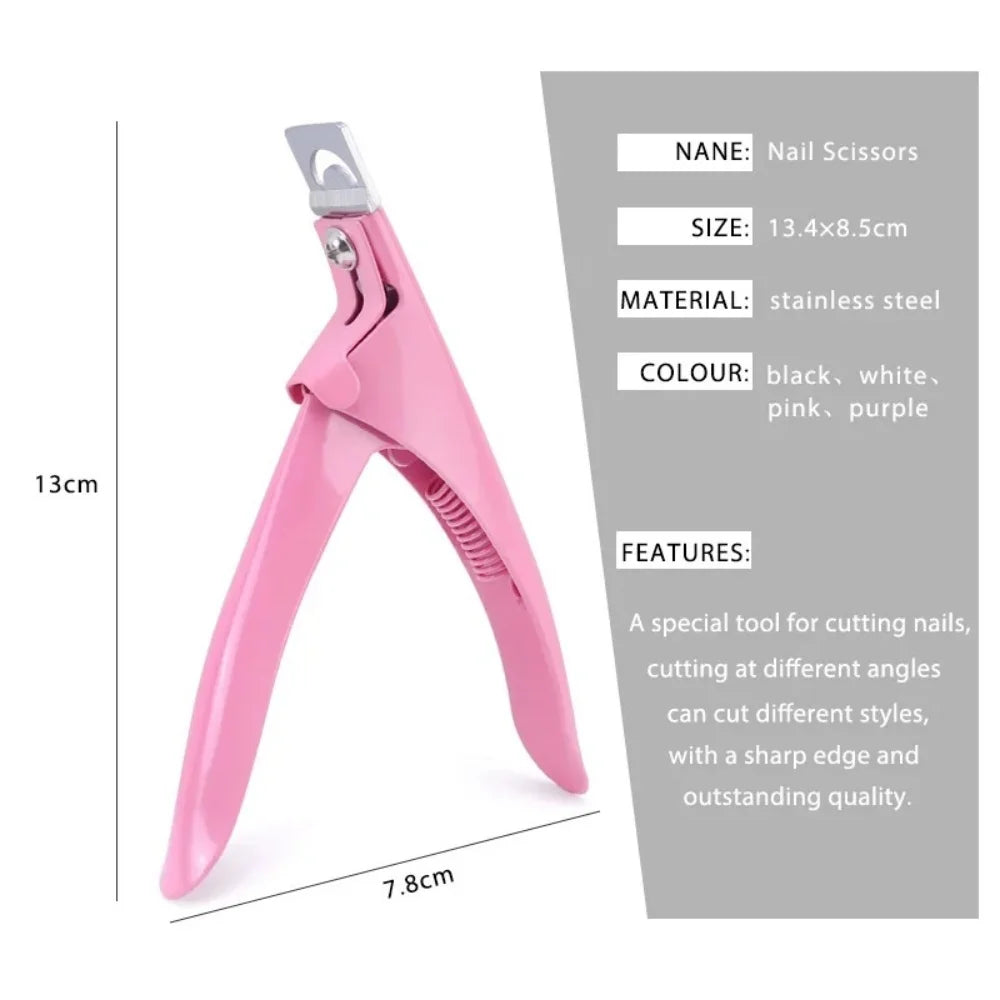 U Type Fake Nail Cutter Professional Nail Cipper Tips Cutter Acrylic Fake Nail Edge Trimmer Stainless Steel Nail Manicure Tools Vue