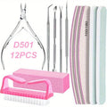 12Pcs/lot Nail Art 100/180 Grit Professional Files Buffer Sponge Block Brush Nail Scissors Kit With Cuticle Nipper Pushers Vue 01
