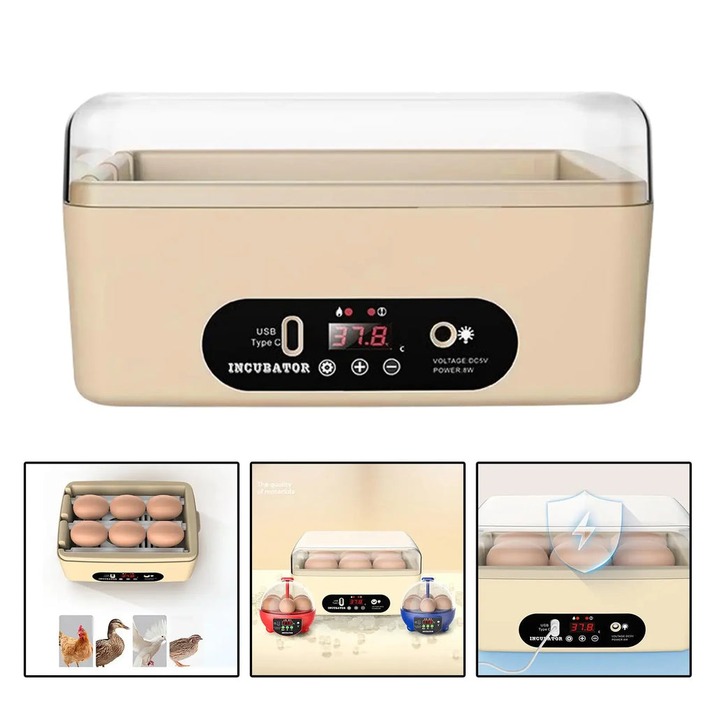 Egg Incubator Automatic Flipping Intelligent Digital Poultry Egg Hatcher Machine Egg Candler Chicken Hatcher for Birds Farm Tool Vue 4 Eggs Automatic