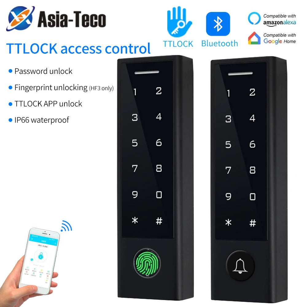 TTLock Fingerprint Access Controller Keypad Waterproof Bluetooth DigiCode 13.56mhz IC Card Reader for Home Gate Opening System Vue