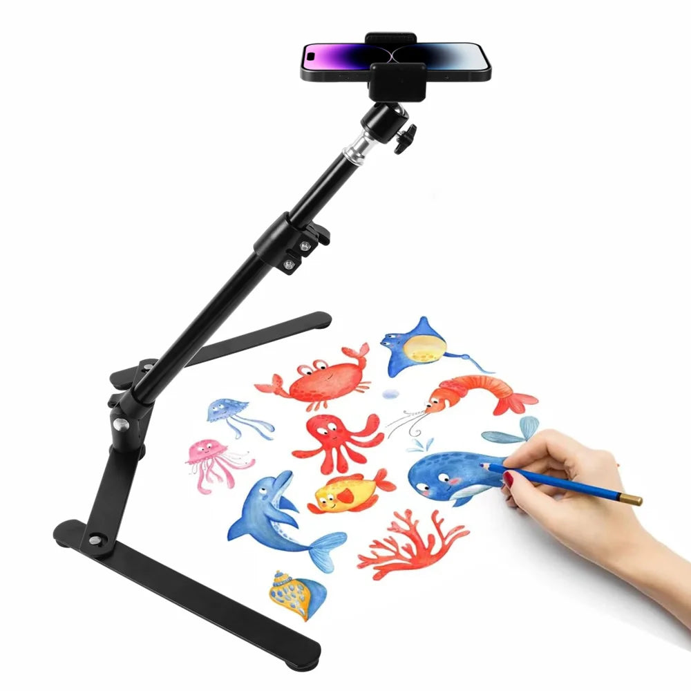 Desktop Foldable Overhead Tripod for Smartphone Bracket Arm With Phone Holder Photography Table Stand Live Photo Video Shooting Vue