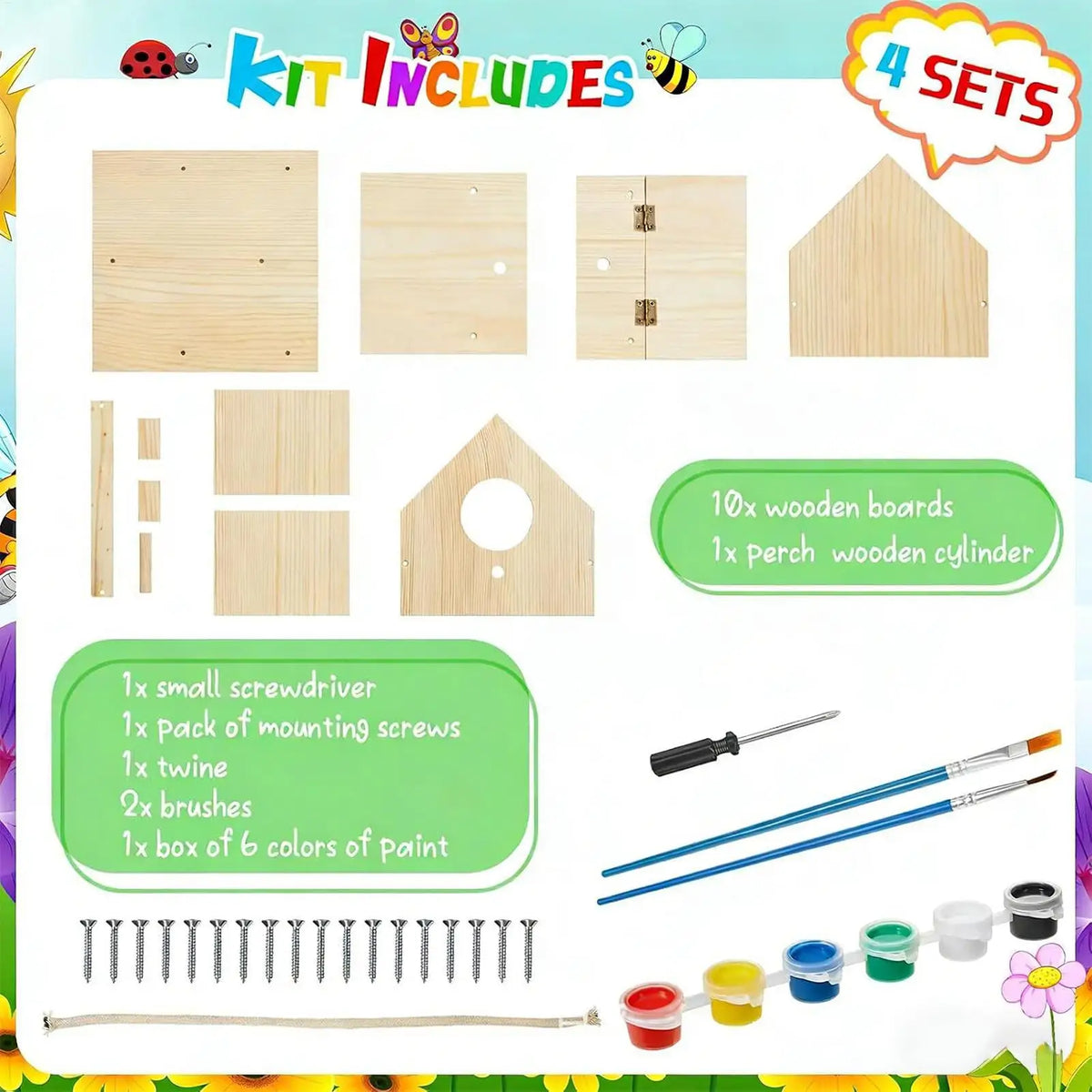 DIY Birdhouse Building Kit Wooden Educational Craft Painting Set Hands-On Art Project for Kids Home School Classroom Camp Decor Vue