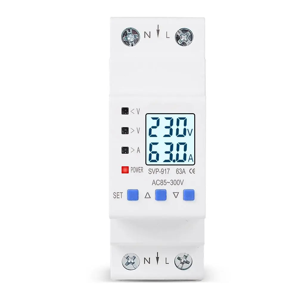 AC85-300V 63A/80A Adjustable Self-recovery Over and Under Voltage Current Limiting Protector Overload Switch Power Display Vue
