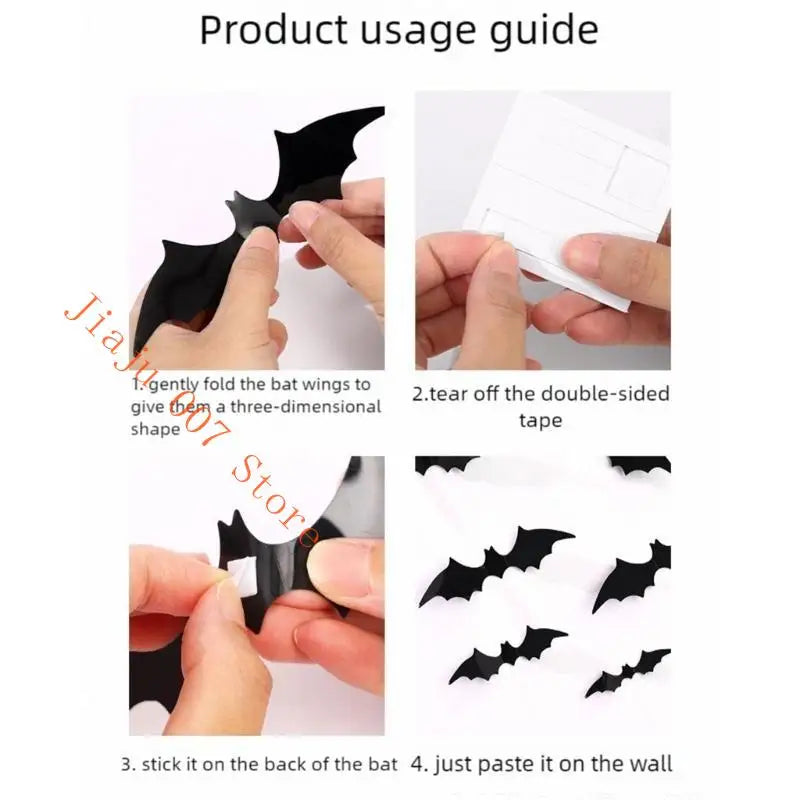 Halloween Flying Bat Wall Decals – Realistic PVC Stickers Halloween Wall Decals Vue