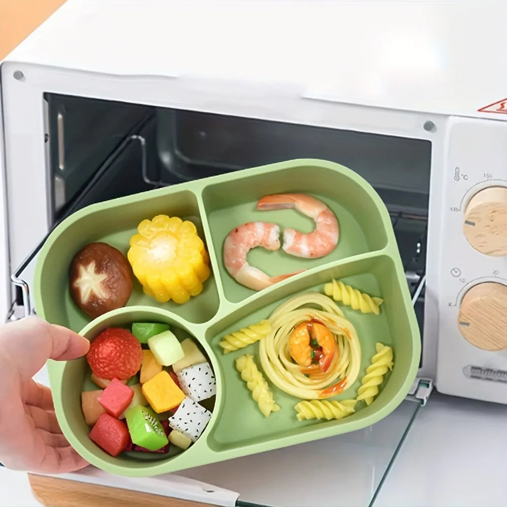 Rectangular Silicone 4 Grid Lunch Box Leak Proof Heat Resistant Lunch Container With Compartments Microwavable Fresh-keeping Box Vue