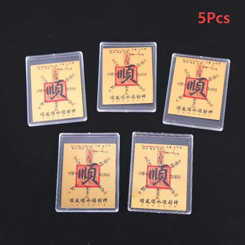 5Pcs Chinese Lucky Fake Gold Foil Card Feng Shui Wealth Luck Card For Wallet Phone Stickers Decor Lucky Gifts For Friends Family Vue A1