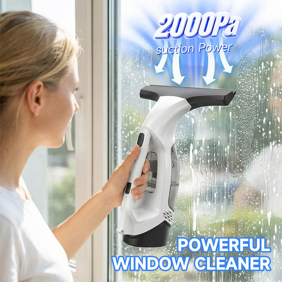 Multifunctional Electric Cordless Window Cleaner Machine White Cordless Rechargeable Automatic Portable Glass Cleaner Tools Vue