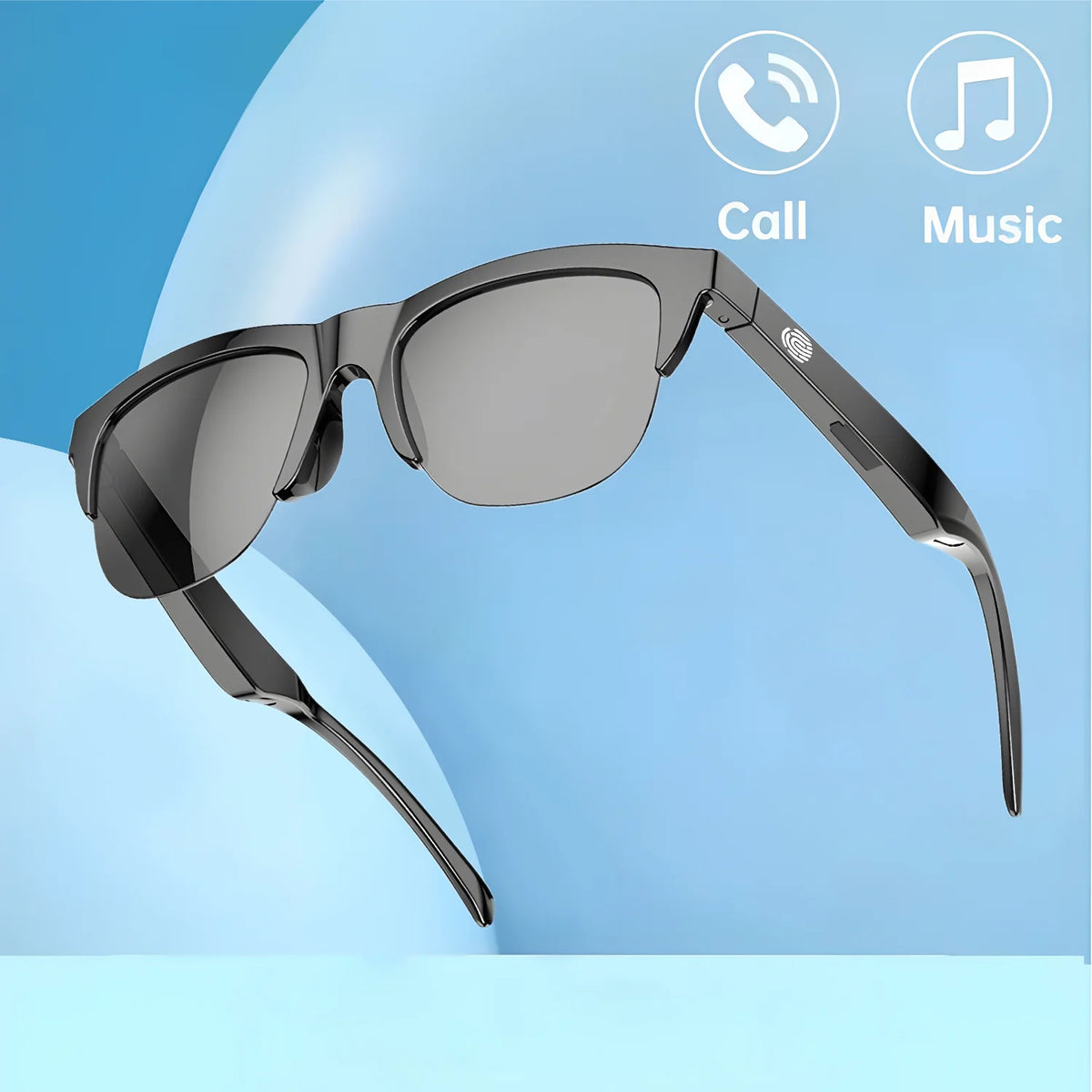 Smartglasses 2025 New AI Translation UV Polarized Lenses Wireless Bluetooth Call HD Voice navigation Sports Sunglasses Men Women Vue Black